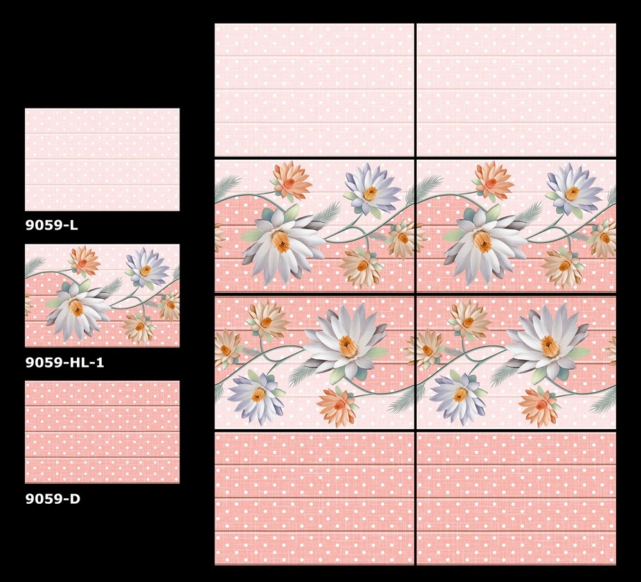 light pink color flower design ceramic wall tiles for bathroom and toilet use made in India ceramic wall tiles