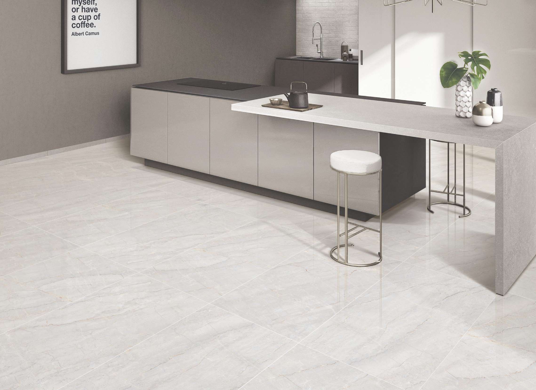 Glossy Finish Big Size Large Format White Porcelain Floor Tile and Marble Golden Glazed Floor Tile