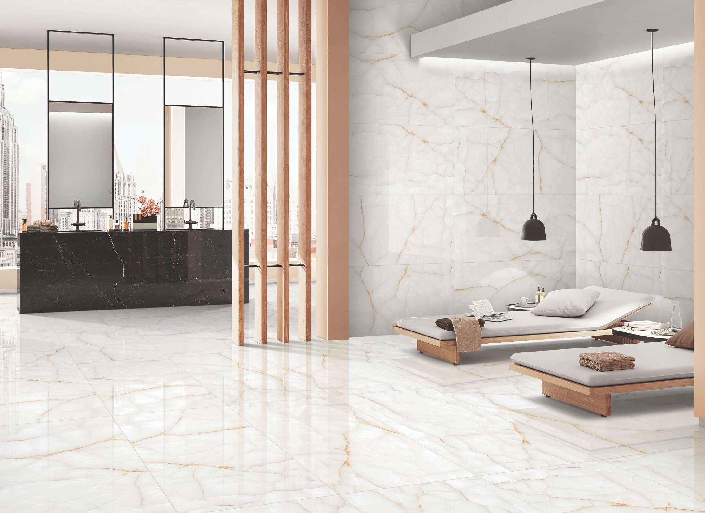 CHINA SUNNDA Floor Porcelain Tiles Foshan Factory Full Body Luxury Marble High Glossy Glazed Polished Porcelain Tile 600x1200mm