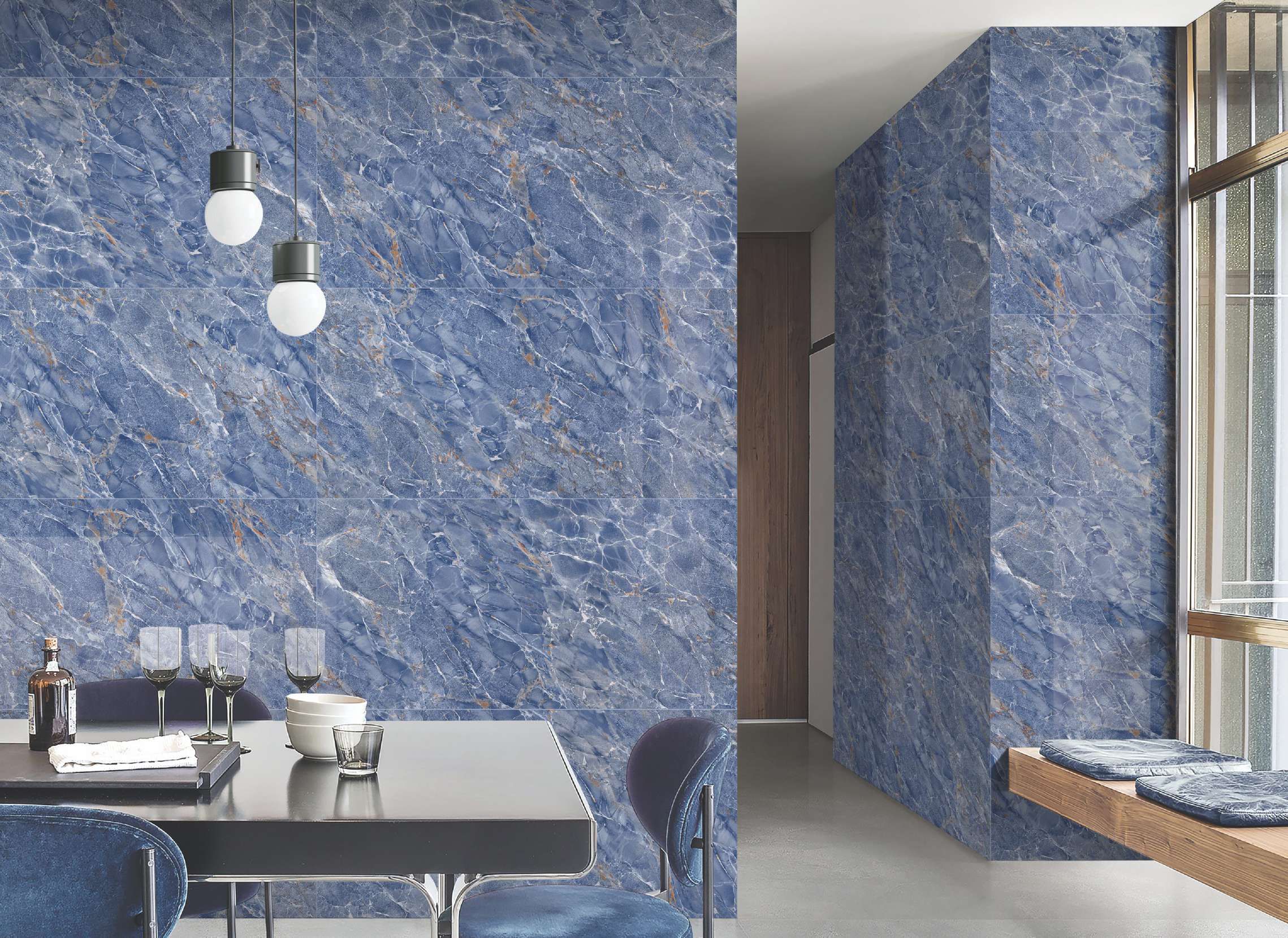 Bathroom Interior Onyx Blue 60x120CM Floor Tiles Cheap Price In India
