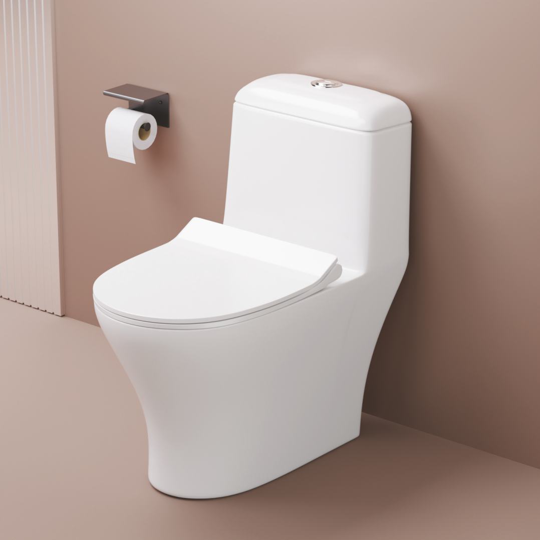 Modern Elongated One-Piece Toilet for Villa and Public Camping Use Lavatory Dual-Flush Ceramic with S-Trap Drainage