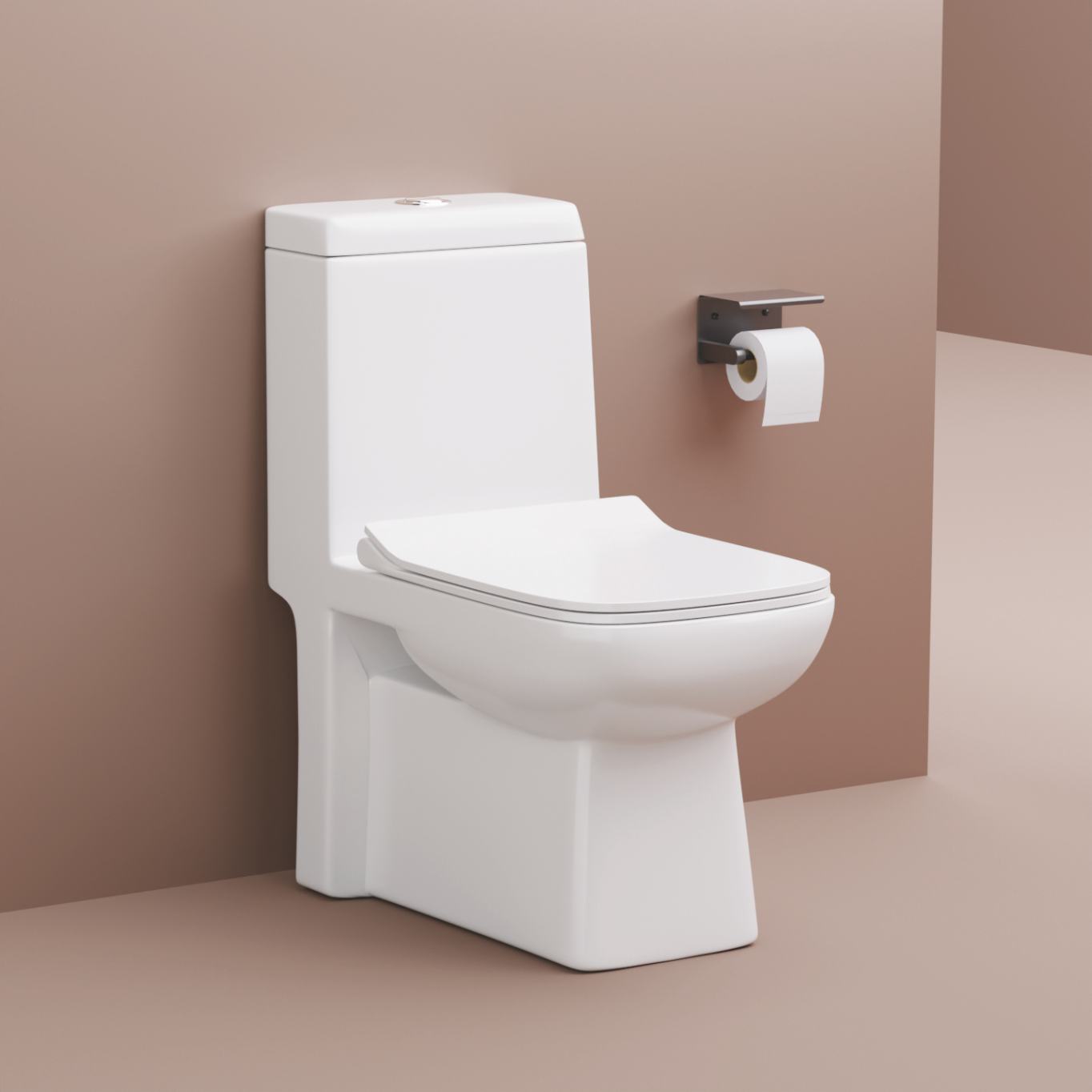 Modern Big Pipe Design Ceramic One-Piece Toilet with Dual-Flush Self Cleaning Glaze Floor Mounted White/Ivory Hotel Use