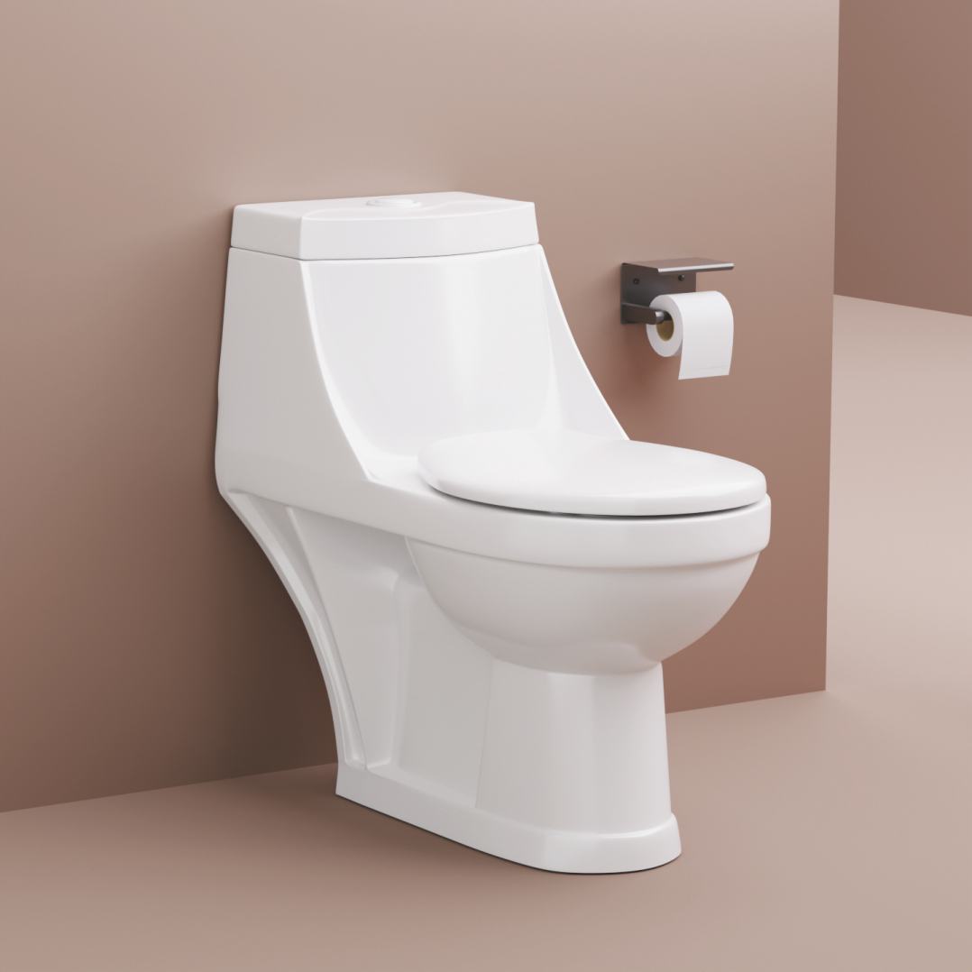 Luxury One-Piece White Ceramic Toilet Set Modern Design Eco-Friendly 3-Year Warranty Floor-Mounted Seat Bowl Oval Shape 1.28 GPF