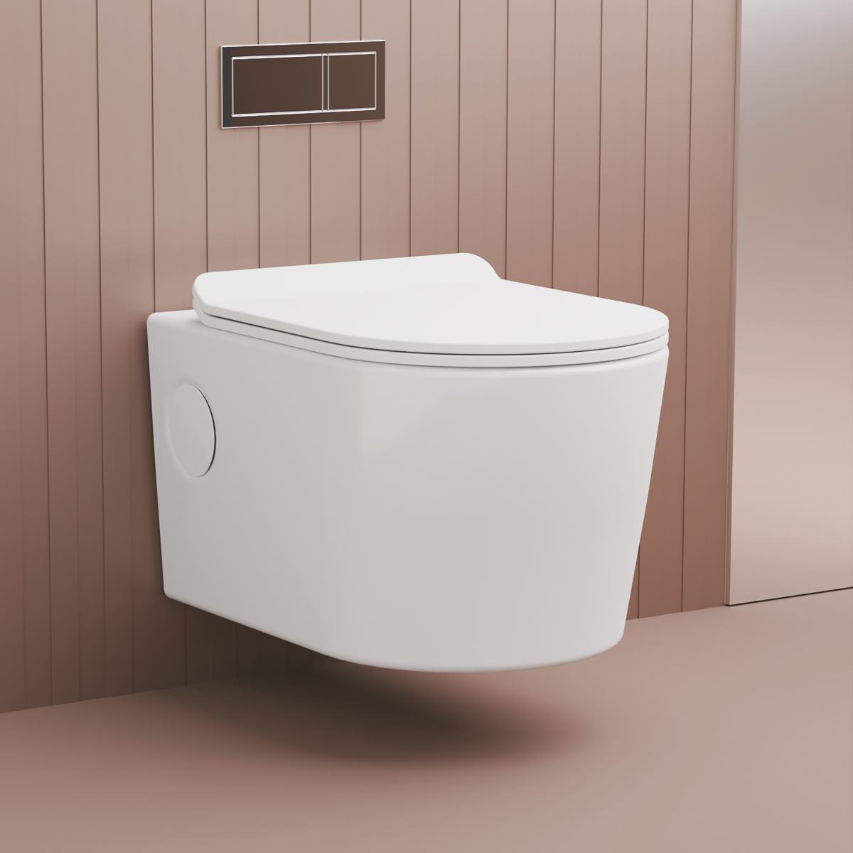 Modern Wall Hung Toilet and Bidet Set Ceramic Wall Mounted Bathroom WC Combo with Soft Close Seat for Hotel