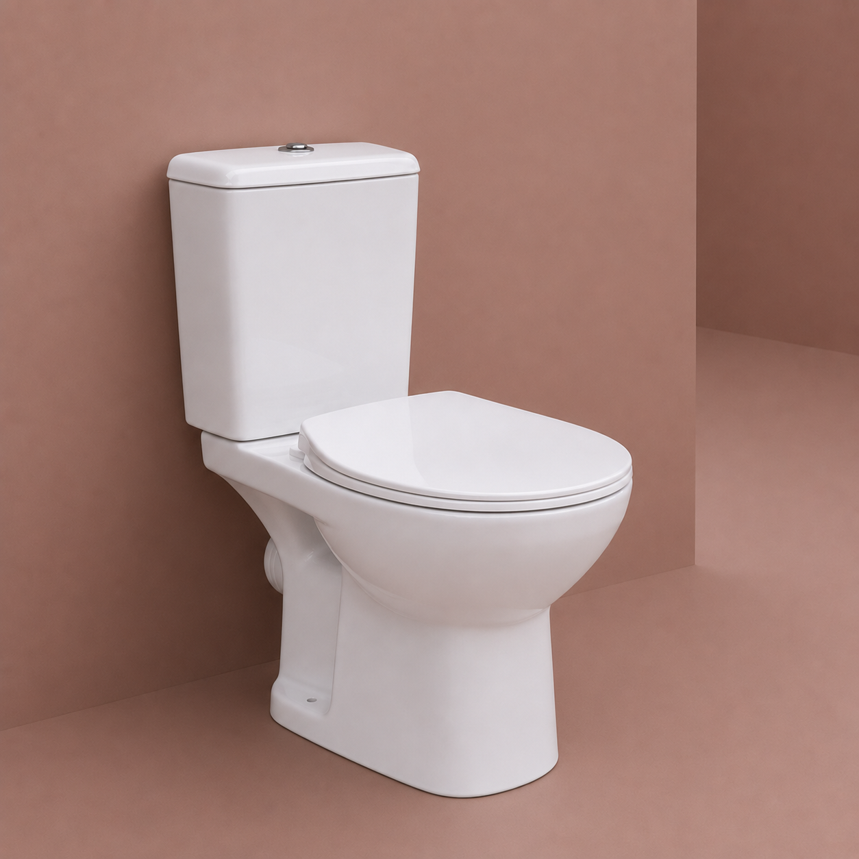 Luxury Modern White Ceramic Two Piece Wall-Mounted Toilet with Dual Flush Eco-Friendly & Easy Clean