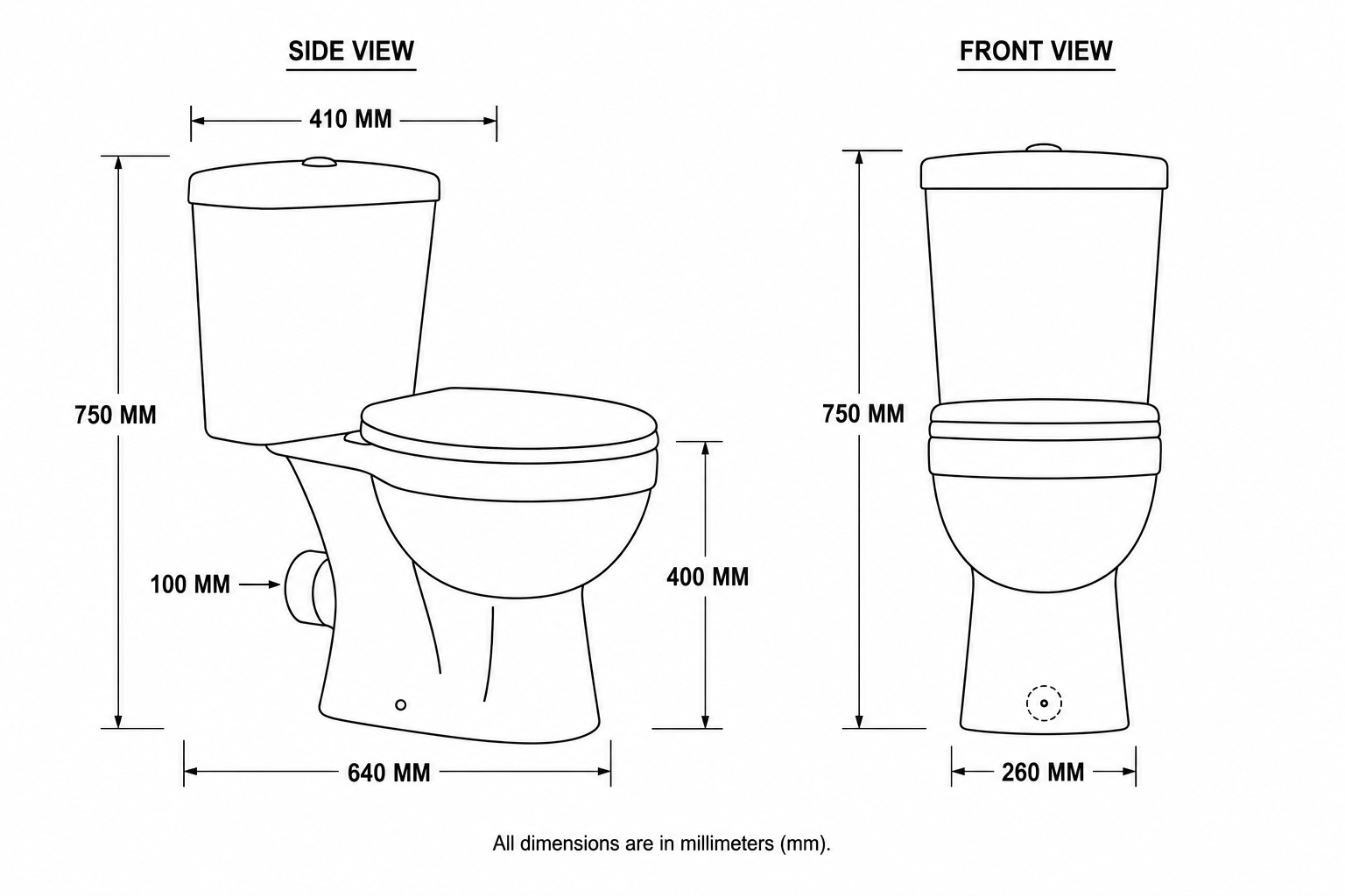 Hotel & Household Bathroom Ceramic Two-Piece Toilet Sanitary Ware