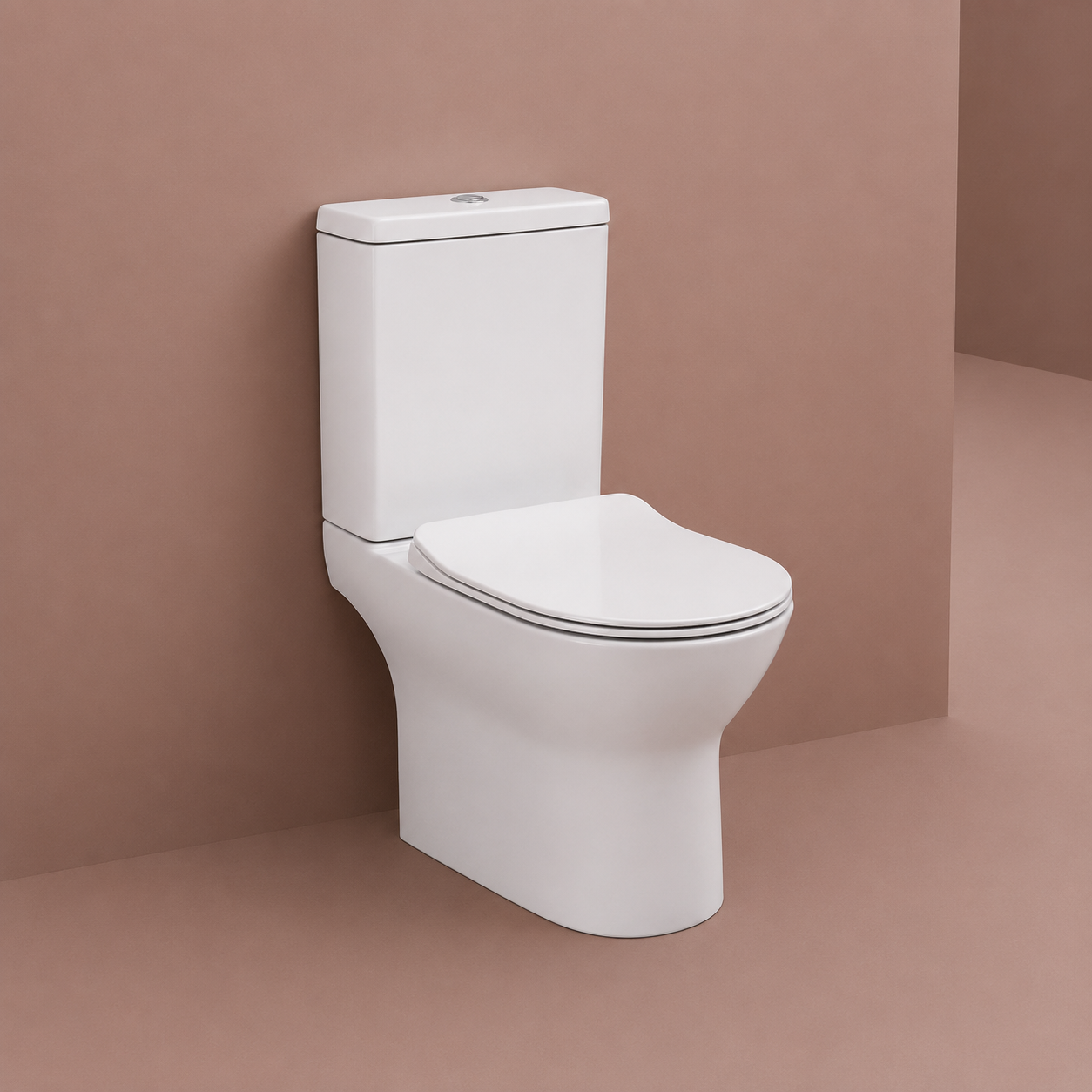 Modern Two Piece Floor Mounted WC Toilet Bowl with Dual-Flush P-Trap/S-Trap Drainage Hotel Use Ceramic Material